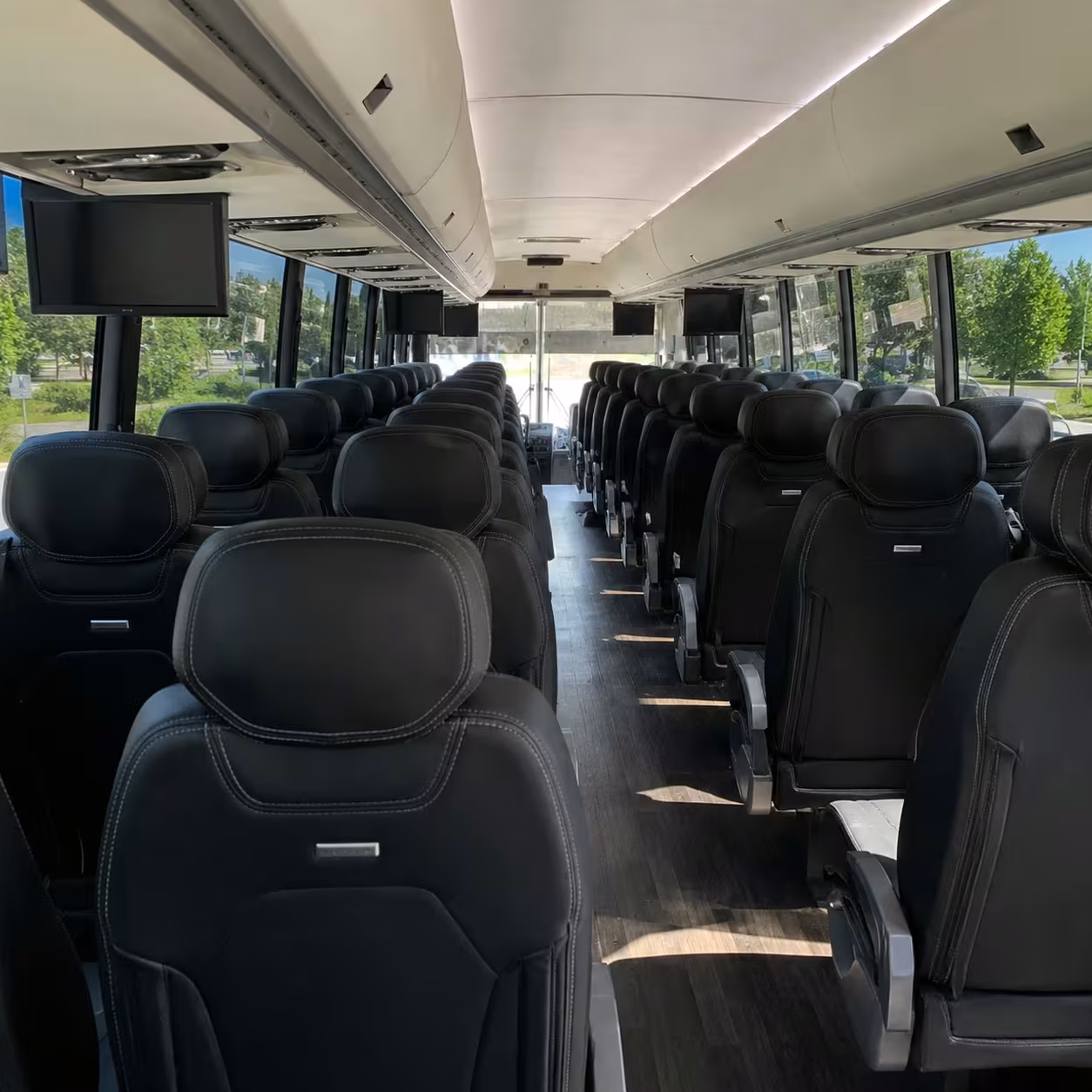 56 passenger charter bus inside